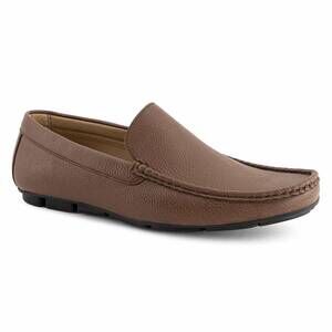 NEW FERRATO men's leather slip-on loafer in dark brown